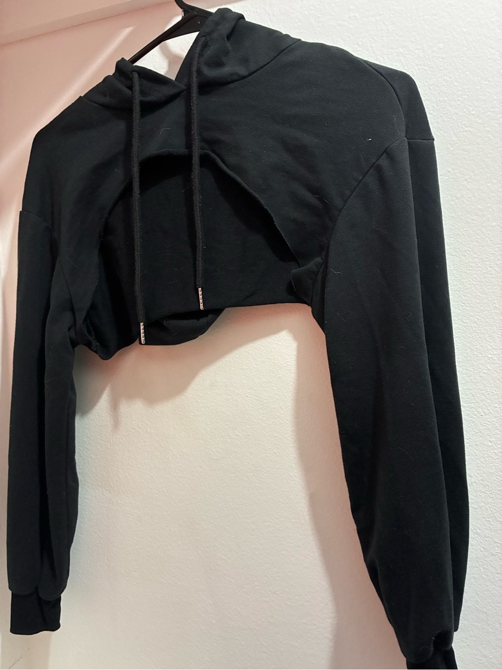 SHEIN Black Hooded Crop Top